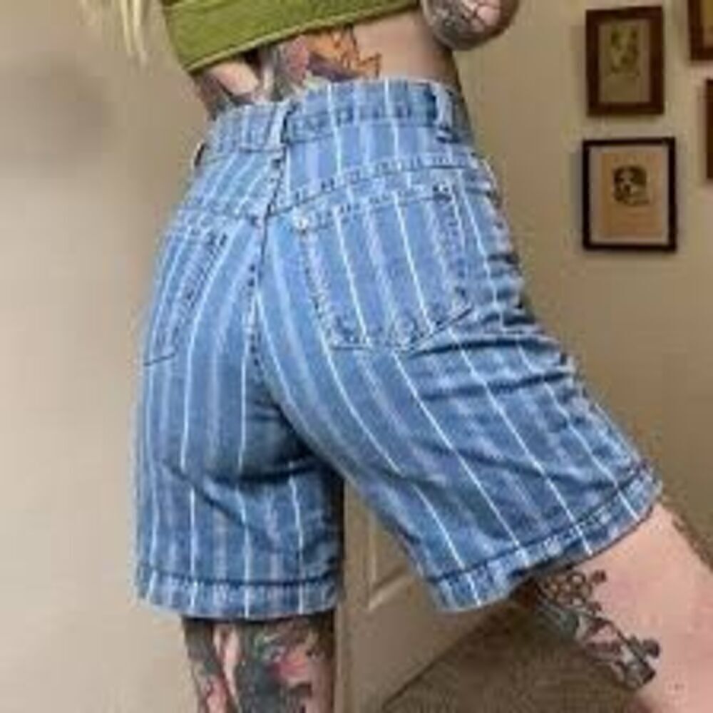 NEW Vintage Sasson 90’s Striped Denim Shorts with Belt